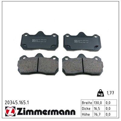 ZIMMERMANN 20345.165.1 Číslo výrobce: 20345. EAN: 4250238729068.
