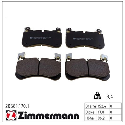 ZIMMERMANN 20581.170.1 Číslo výrobce: 20581. EAN: 4250238787631.