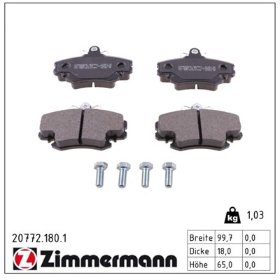 ZIMMERMANN 20772.180.1 Číslo výrobce: 20772. EAN: 4250238729891.
