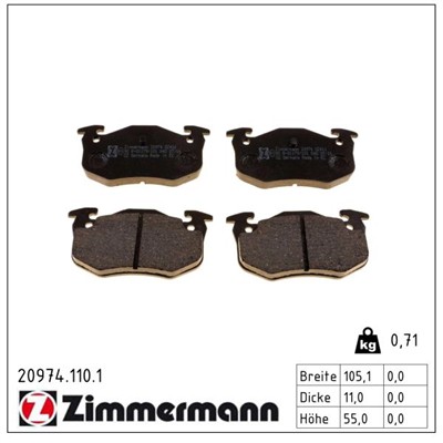 ZIMMERMANN 20974.110.1 Číslo výrobce: 20974. EAN: 4250238730552.