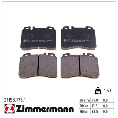 ZIMMERMANN 21153.175.1 Číslo výrobce: 21154. EAN: 4250238733751.