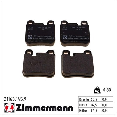 ZIMMERMANN 21163.145.9 Číslo výrobce: 21163. EAN: 4250238747895.