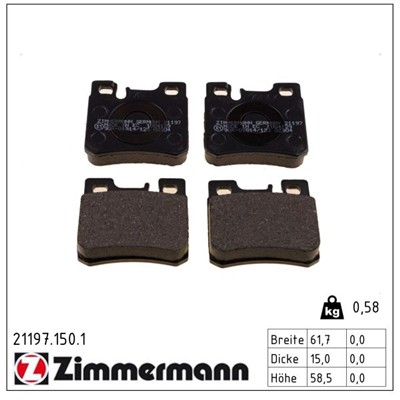 ZIMMERMANN 21197.150.1 Číslo výrobce: 21197. EAN: 4250238733997.