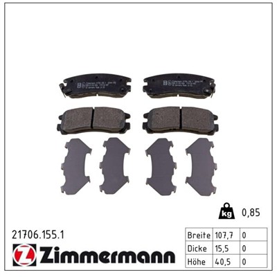 ZIMMERMANN 21706.155.1 Číslo výrobce: 21706. EAN: 4250238735748.