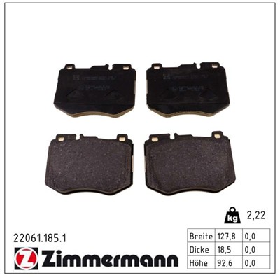 ZIMMERMANN 22061.185.1 Číslo výrobce: 22061. EAN: 4250238769095.