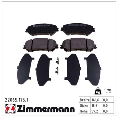 ZIMMERMANN 22065.175.1 Číslo výrobce: 22065. EAN: 4250238768739.