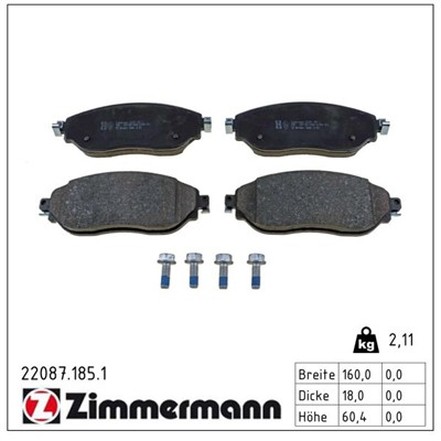 ZIMMERMANN 22087.185.1 Číslo výrobce: 22087. EAN: 4250238768166.