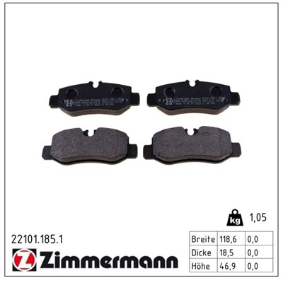 ZIMMERMANN 22101.185.1 Číslo výrobce: 22101. EAN: 4250238768746.