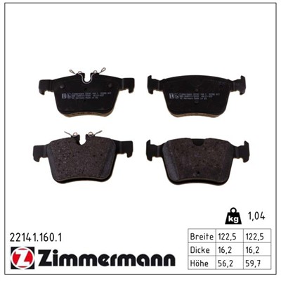ZIMMERMANN 22141.160.1 Číslo výrobce: 22141. EAN: 4250238775911.