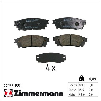 ZIMMERMANN 22153.155.1 Číslo výrobce: 22153. EAN: 4250238793434.