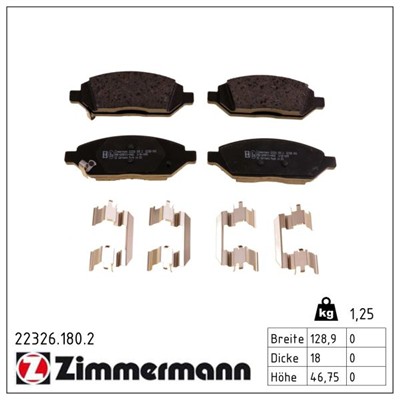 ZIMMERMANN 22326.180.2 Číslo výrobce: 22326. EAN: 4250238778486.