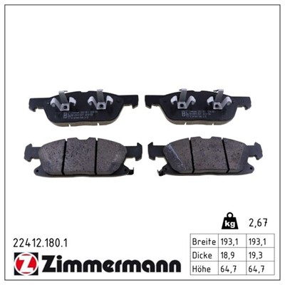 ZIMMERMANN 22412.180.1 Číslo výrobce: 22412. EAN: 4250238778769.