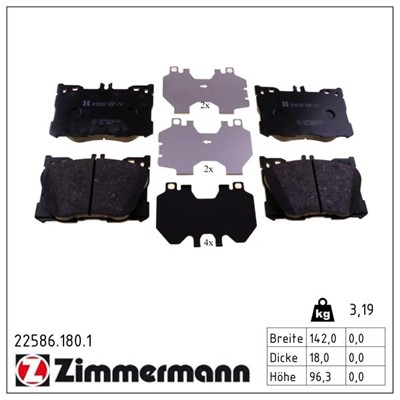 ZIMMERMANN 22586.180.1 Číslo výrobce: 22586. EAN: 4250238781738.