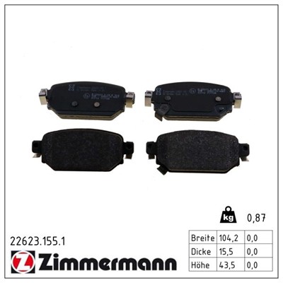 ZIMMERMANN 22623.155.1 Číslo výrobce: 22623. EAN: 4250238783473.