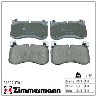 ZIMMERMANN 22697.170.1 Číslo výrobce: 22697. EAN: 4250238786597.