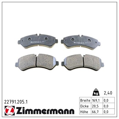ZIMMERMANN 22791.205.1 Číslo výrobce: 22791. EAN: 4250238785217.