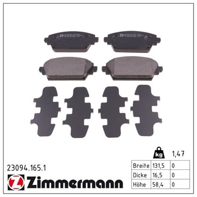 ZIMMERMANN 23094.165.1 Číslo výrobce: 23094. EAN: 4250238737056.
