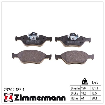 ZIMMERMANN 23202.185.1 Číslo výrobce: 23202. EAN: 4250238737476.