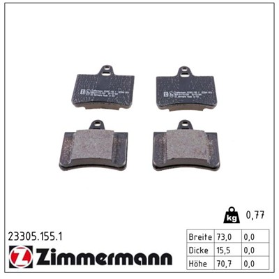 ZIMMERMANN 23305.155.1 Číslo výrobce: 23305. EAN: 4250238737841.