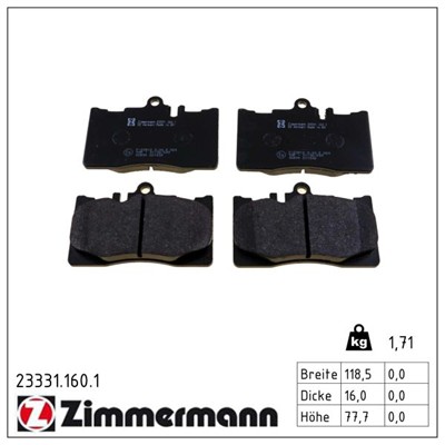ZIMMERMANN 23331.160.1 Číslo výrobce: 23331. EAN: 4250238783251.