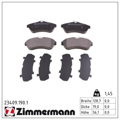 ZIMMERMANN 23409.190.1 Číslo výrobce: 23409. EAN: 4250238738206.
