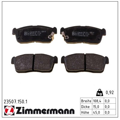 ZIMMERMANN 23507.150.1 Číslo výrobce: 23507. EAN: 4250238738527.