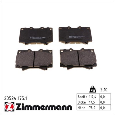 ZIMMERMANN 23524.175.1 Číslo výrobce: 23524. EAN: 4250238738596.