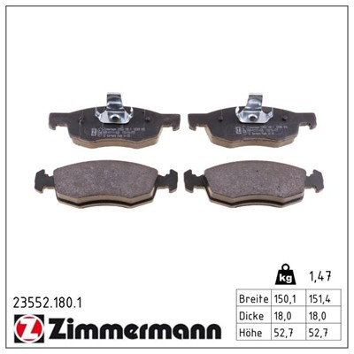 ZIMMERMANN 23552.180.1 Číslo výrobce: 23227. EAN: 4250238738701.