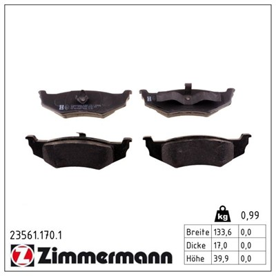ZIMMERMANN 23561.170.1 Číslo výrobce: 23561. EAN: 4250238738756.
