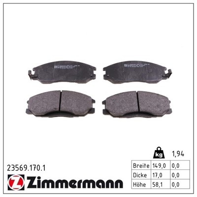 ZIMMERMANN 23569.170.1 Číslo výrobce: 23569. EAN: 4250238738770.