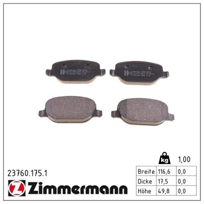 ZIMMERMANN 23760.175.1 Číslo výrobce: 23760. EAN: 4250238742777.
