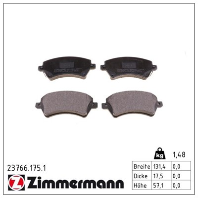 ZIMMERMANN 23766.175.1 Číslo výrobce: 23766. EAN: 4250238739500.