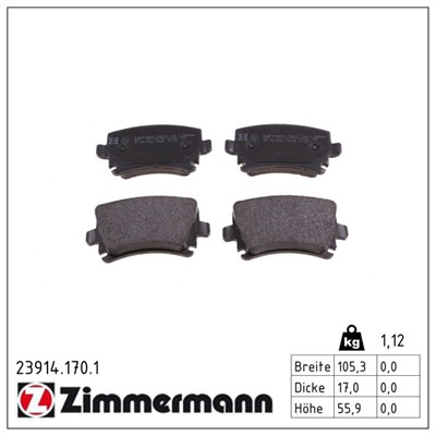 ZIMMERMANN 23914.170.1 Číslo výrobce: 23914. EAN: 4250238739876.