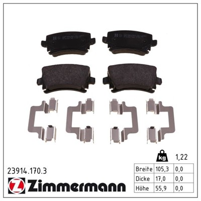 ZIMMERMANN 23914.170.3 Číslo výrobce: 23914. EAN: 4250238765325.