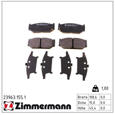 ZIMMERMANN 23963.155.1 Číslo výrobce: 23963. EAN: 4250238769811.