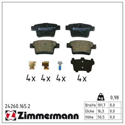 ZIMMERMANN 24260.165.2 Číslo výrobce: 24260. EAN: 4250238758266.