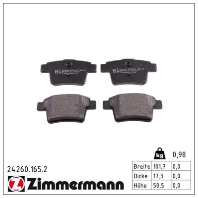 ZIMMERMANN 24260.165.2 Číslo výrobce: 24260. EAN: 4250238758266.
