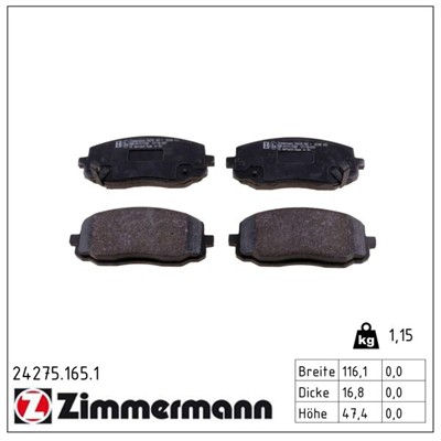 ZIMMERMANN 24275.165.1 Číslo výrobce: 24275. EAN: 4250238740520.