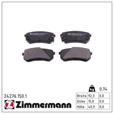 ZIMMERMANN 24276.150.1 Číslo výrobce: 24276. EAN: 4250238750215.