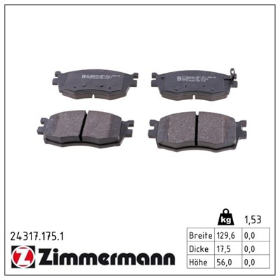 ZIMMERMANN 24317.175.1 Číslo výrobce: 24317. EAN: 4250238750192.