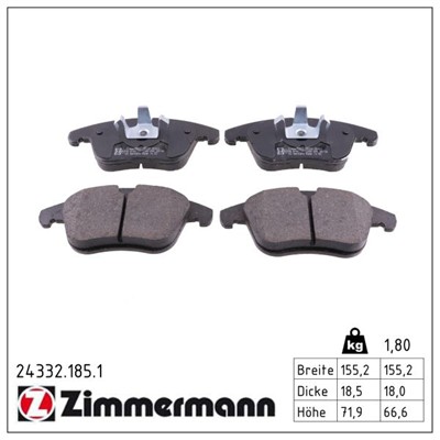 ZIMMERMANN 24332.185.1 Číslo výrobce: 24084. EAN: 4250238750345.