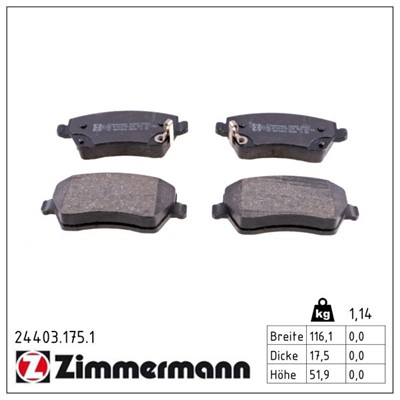 ZIMMERMANN 24403.175.1 Číslo výrobce: 24403. EAN: 4250238761396.