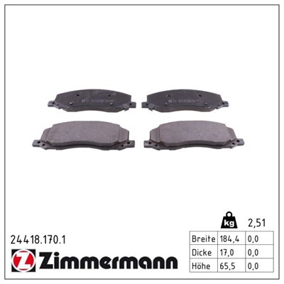 ZIMMERMANN 24418.170.1 Číslo výrobce: 24418. EAN: 4250238750178.