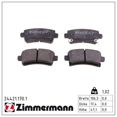 ZIMMERMANN 24421.170.1 Číslo výrobce: 24421. EAN: 4250238750185.
