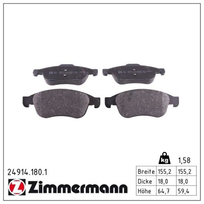 ZIMMERMANN 24914.180.1 Číslo výrobce: 24538. EAN: 4250238756170.
