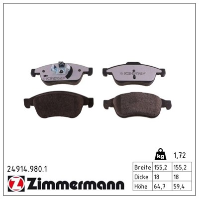 ZIMMERMANN 24914.980.1 Číslo výrobce: 24538. EAN: 4250238779506.