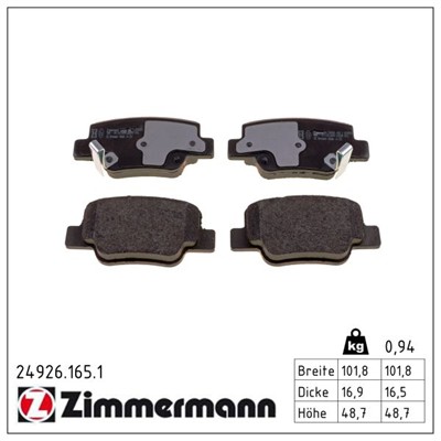 ZIMMERMANN 24926.165.1 Číslo výrobce: 24926. EAN: 4250238761303.