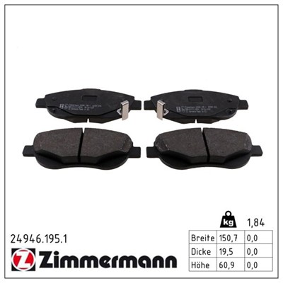 ZIMMERMANN 24946.195.1 Číslo výrobce: 24946. EAN: 4250238754183.