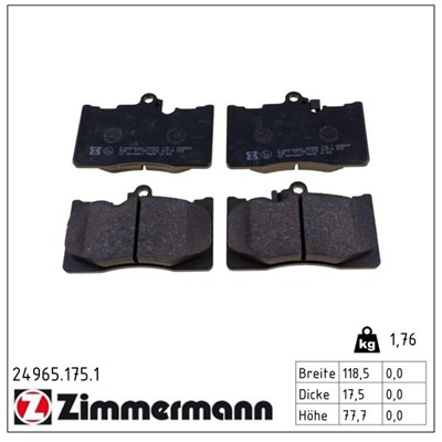 ZIMMERMANN 24965.175.1 Číslo výrobce: 24965. EAN: 4250238768241.