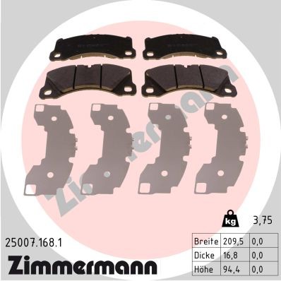 ZIMMERMANN 25007.168.1 Číslo výrobce: 25007. EAN: 4250238756804.